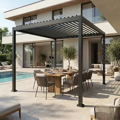 OOGarden Pergola Bioclimatique Autoportante Acier 3x3 m Anthracite