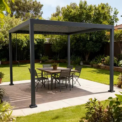 OOGarden Pergola Bioclimatique Autoportante Acier 3x3 m Anthracite