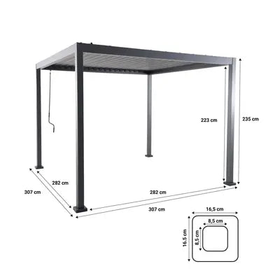 OOGarden Pergola Bioclimatique Autoportante Acier 3x3 m Anthracite