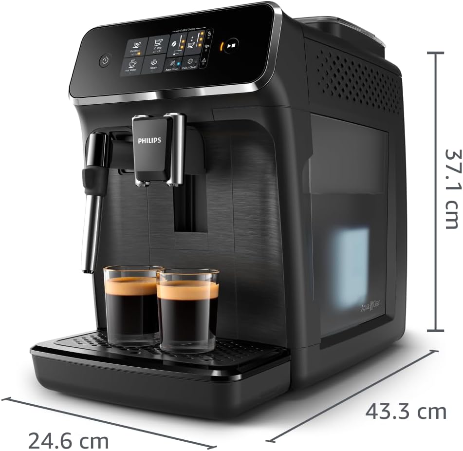 Philips Série 2200 Machine Expresso Broyeur 2 Boissons Mousseur à Lait Noir Mat EP2220/10
