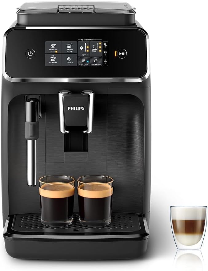 Philips Série 2200 Machine Expresso Broyeur 2 Boissons Mousseur à Lait Noir Mat EP2220/10