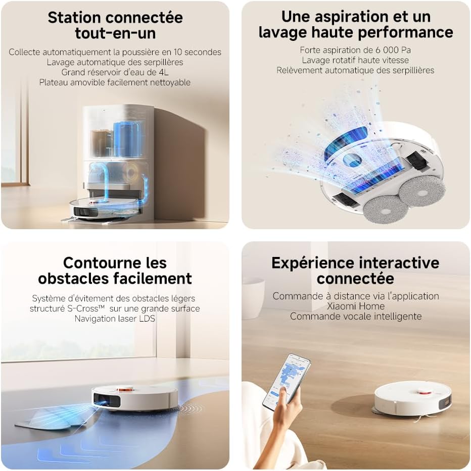 Xiaomi X20+ Aspirateur Robot Laveur 6000 Pa Navigation LDS Auto-nettoyage Séchage Vidage Automatique