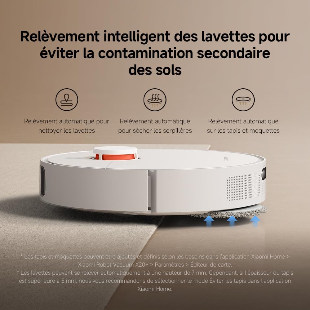 Xiaomi X20+ Aspirateur Robot Laveur 6000 Pa Navigation LDS Auto-nettoyage Séchage Vidage Automatique