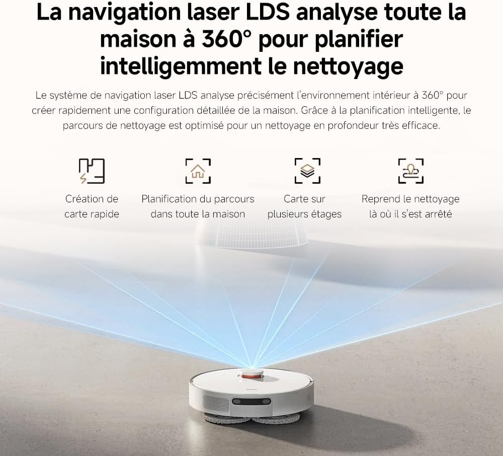 Xiaomi X20+ Aspirateur Robot Laveur 6000 Pa Navigation LDS Auto-nettoyage Séchage Vidage Automatique