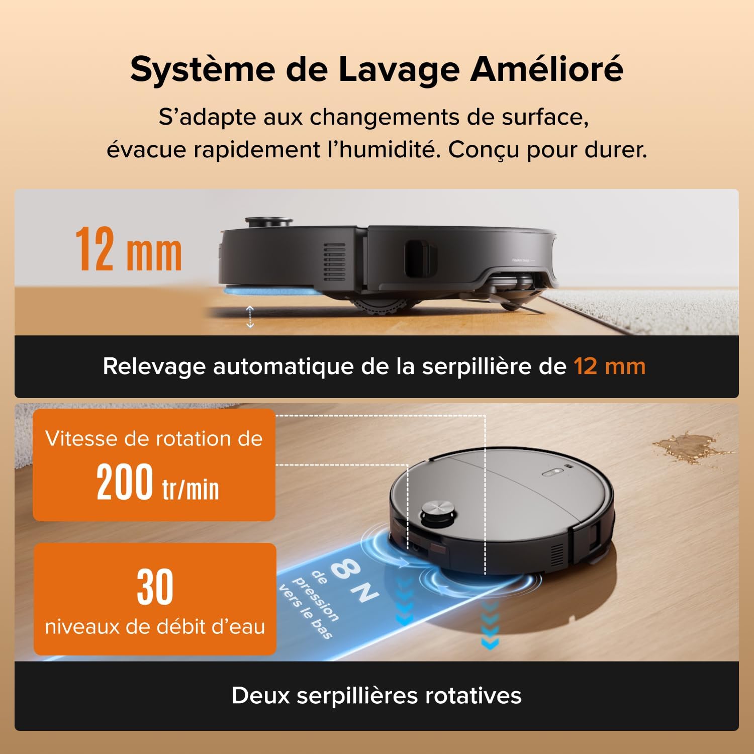 Roborock Qrevo Edge 2 Set Robot Aspirateur Laveur 25 000 Pa 7,98 cm