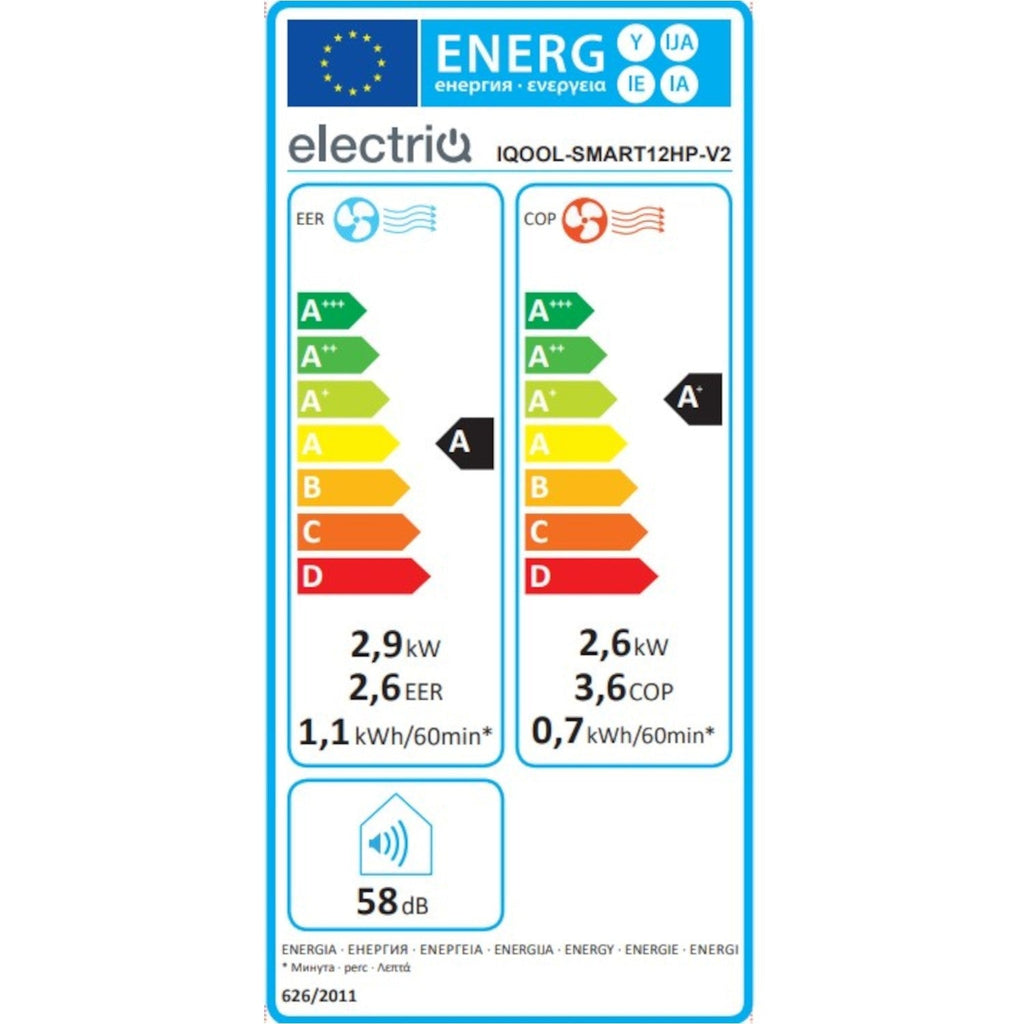electriQ Climatiseur Intelligent 10 000 BTU Pompe à Chaleur iQool-SMART12HP