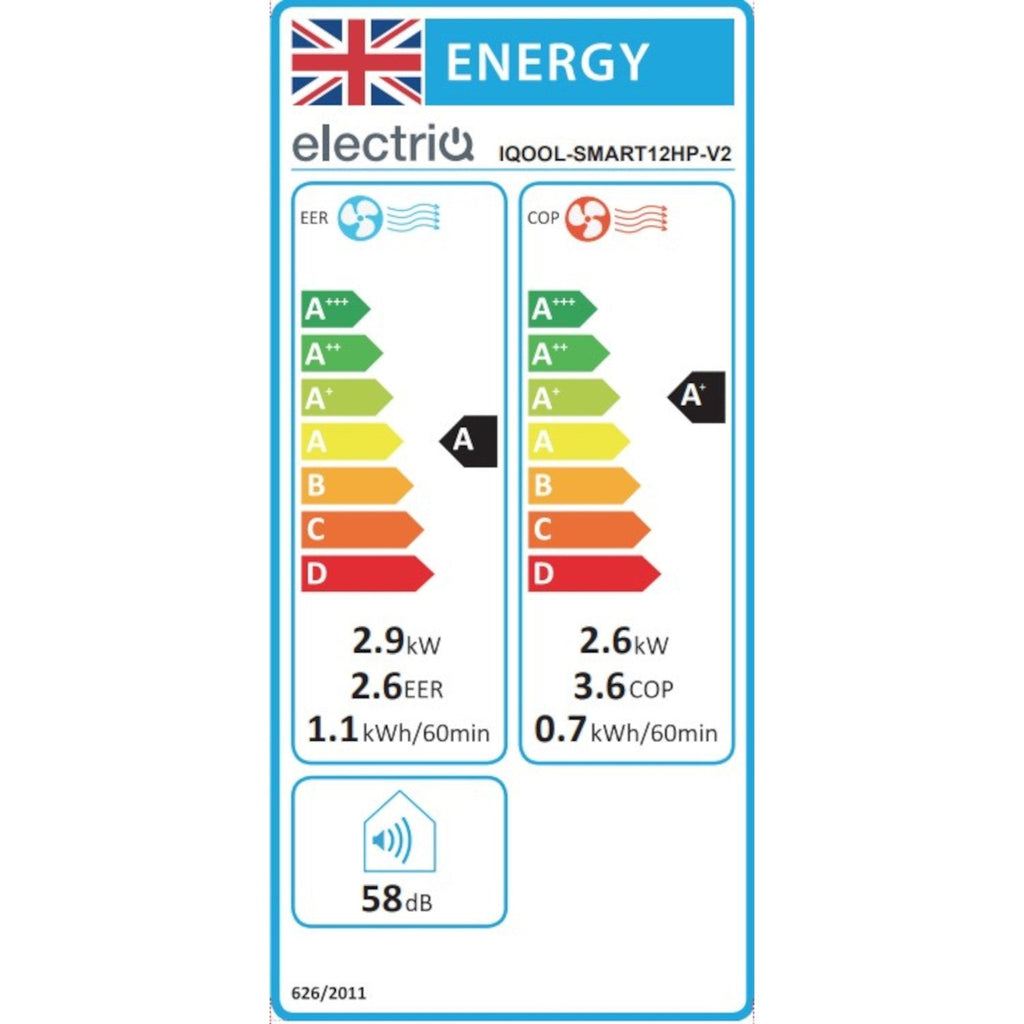 electriQ Climatiseur Intelligent 10 000 BTU Pompe à Chaleur iQool-SMART12HP