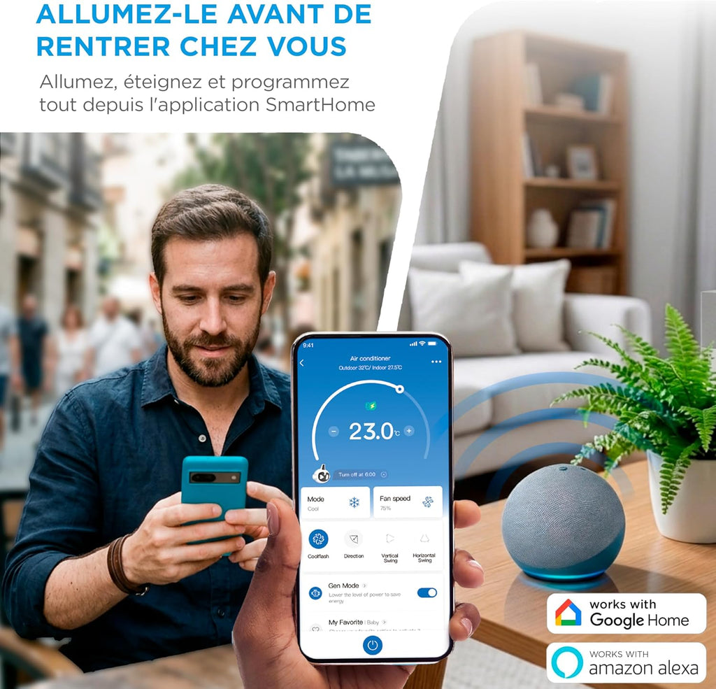 Midea PortaSplit Climatiseur Mobile Silencieux 4-en-1 12000 BTU Chauffage et Climatisation 3,5 kW Blanc MMCS-12HRN8-QRD0