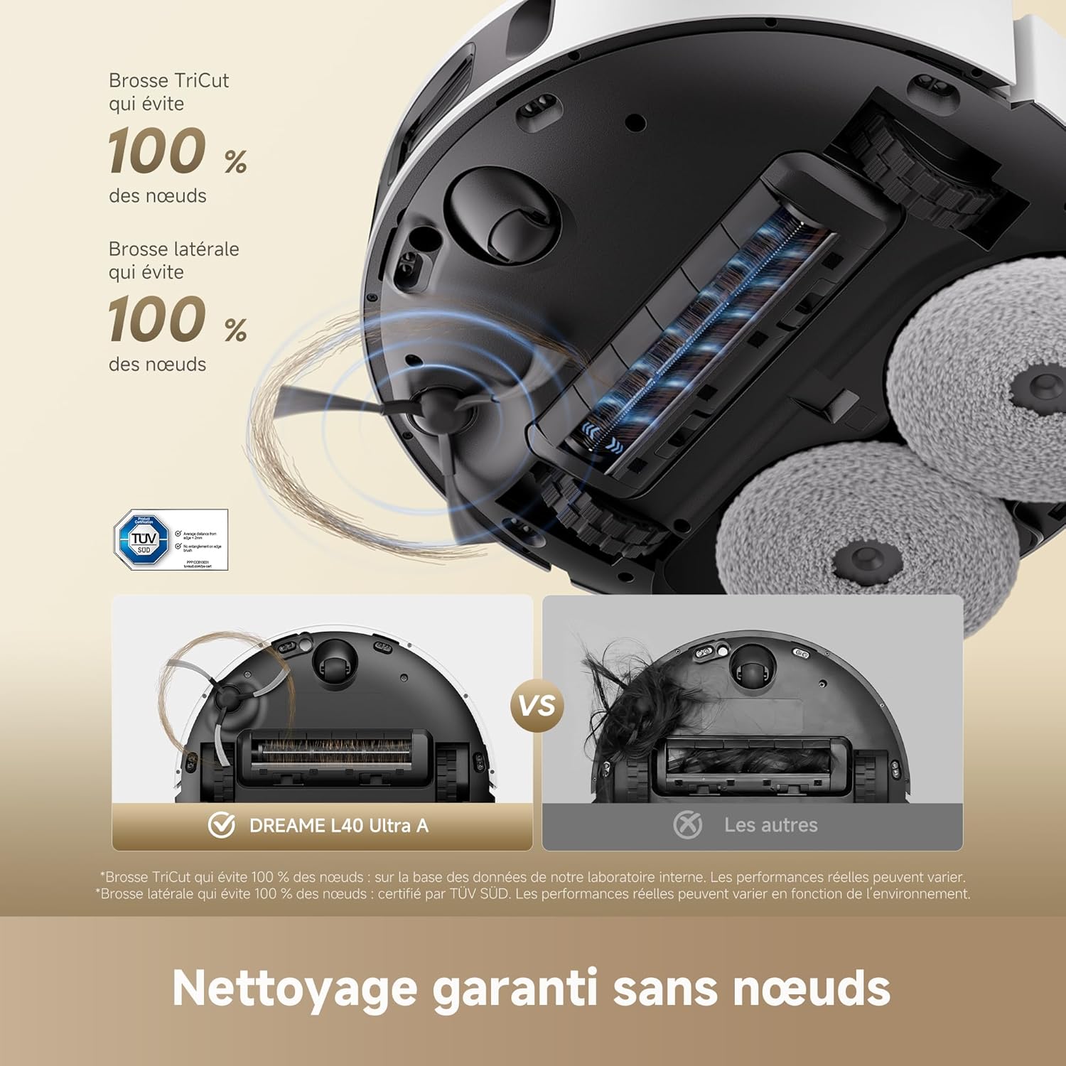 DREAME L40 Ultra A Robot Vacuum Cleaner and Washer with Automatic Dust Dump and Dual Tangle Free System, 24,000 Pa Suction, 10.5mm Mop Lift, Multi-Function Base, Nett