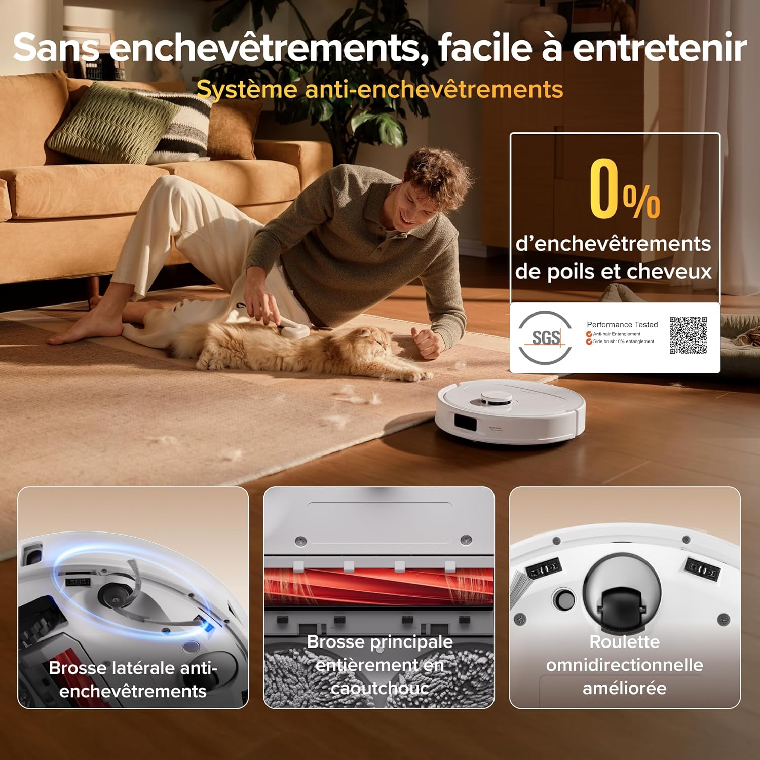 Roborock Qrevo S Pro Robot Aspirateur Laveur 18500 Pa Autonettoyant