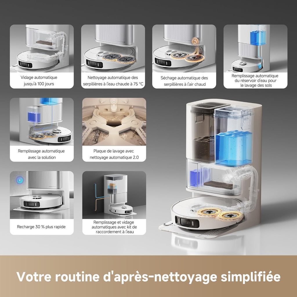 Dreame L40 Ultra AE Robot Aspirateur Laveur 19 000 Pa Dock Tout-en-1 Vidange Automatique