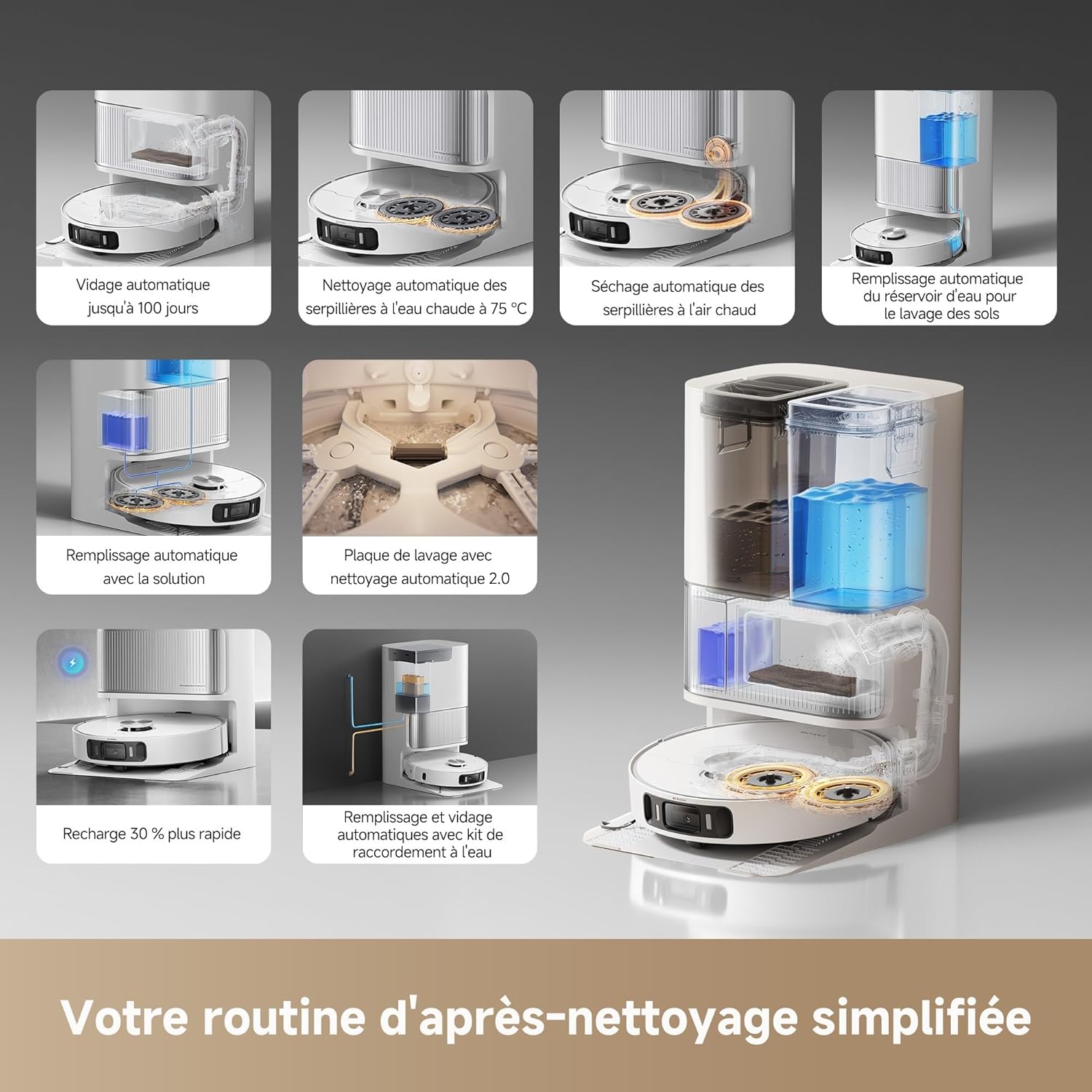 Dreame L40 Ultra AE Robot Aspirateur Laveur 19 000 Pa Dock Tout-en-1 Vidange Automatique