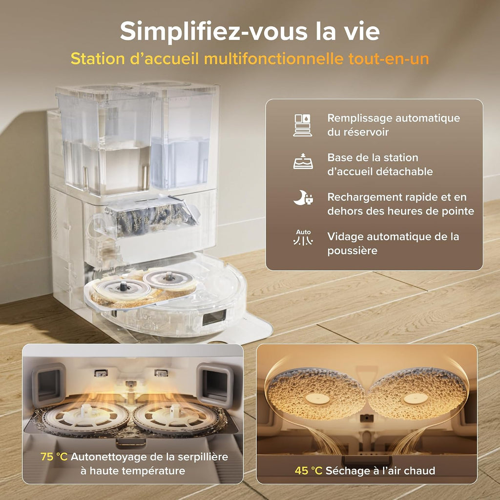 Roborock Qrevo S Pro Robot Aspirateur Laveur 18500 Pa Autonettoyant