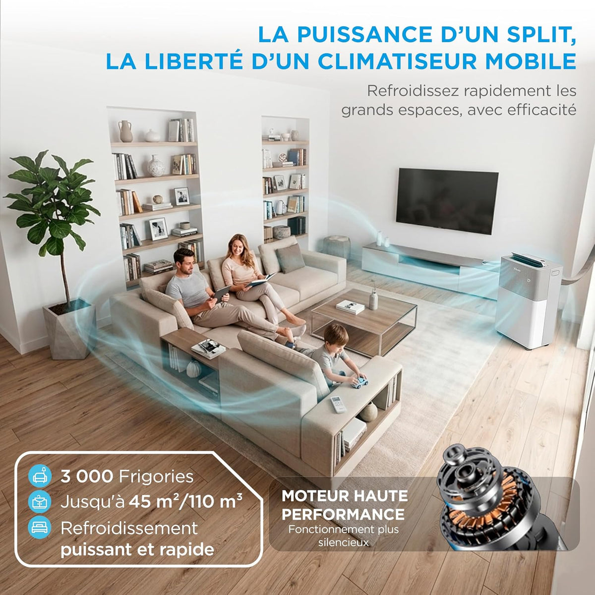 Midea PortaSplit Climatiseur Mobile Silencieux 4-en-1 12000 BTU Chauffage et Climatisation 3,5 kW Blanc MMCS-12HRN8-QRD0