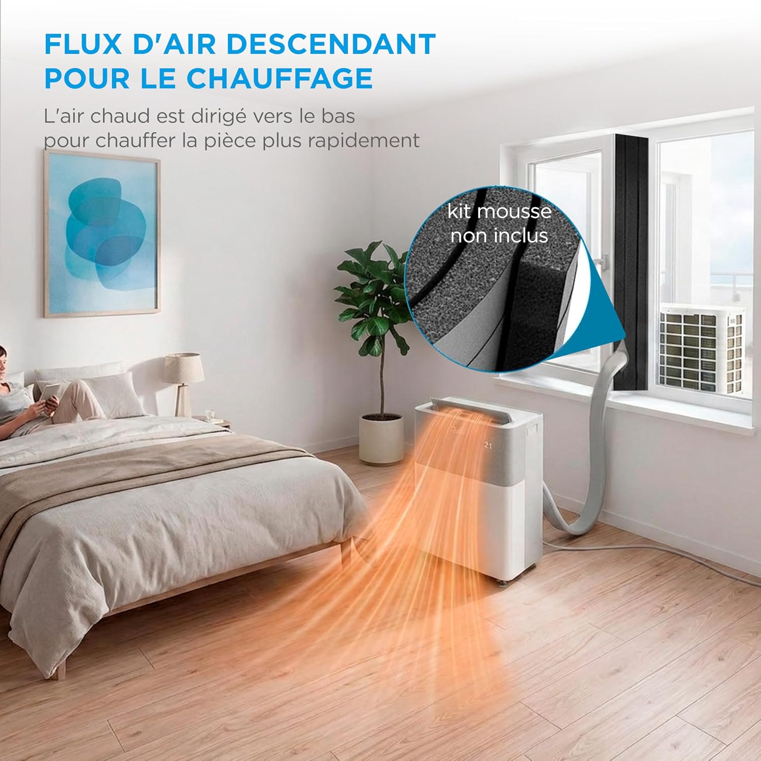 Midea PortaSplit Climatiseur Mobile Silencieux 4-en-1 12000 BTU Chauffage et Climatisation 3,5 kW Blanc MMCS-12HRN8-QRD0