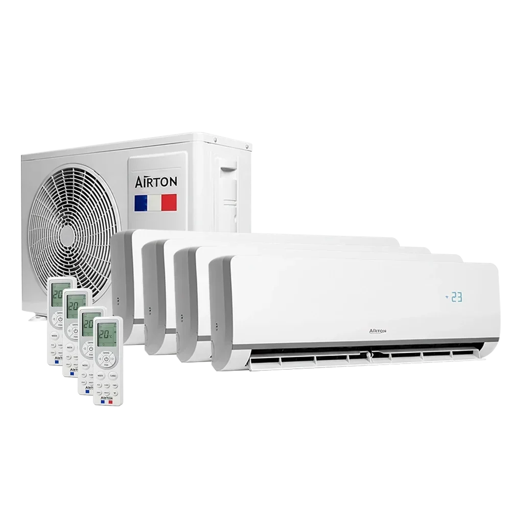 Airton Climatiseur Réversible Quadrisplit Pompe à Chaleur Air Air 4 Unités 100 m² WiFi Blanc 409941