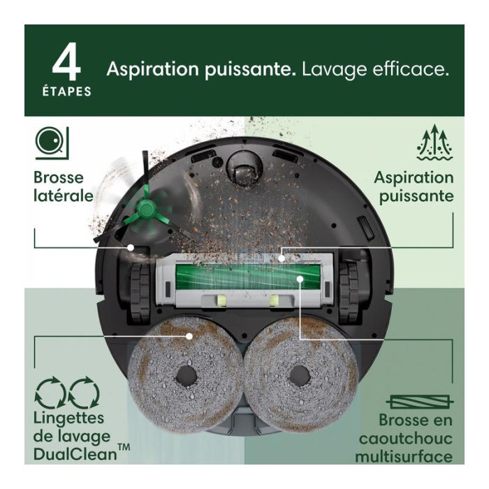 IROBOT Roomba Plus 405 Combo Aspirateur Robot Laveur Noir