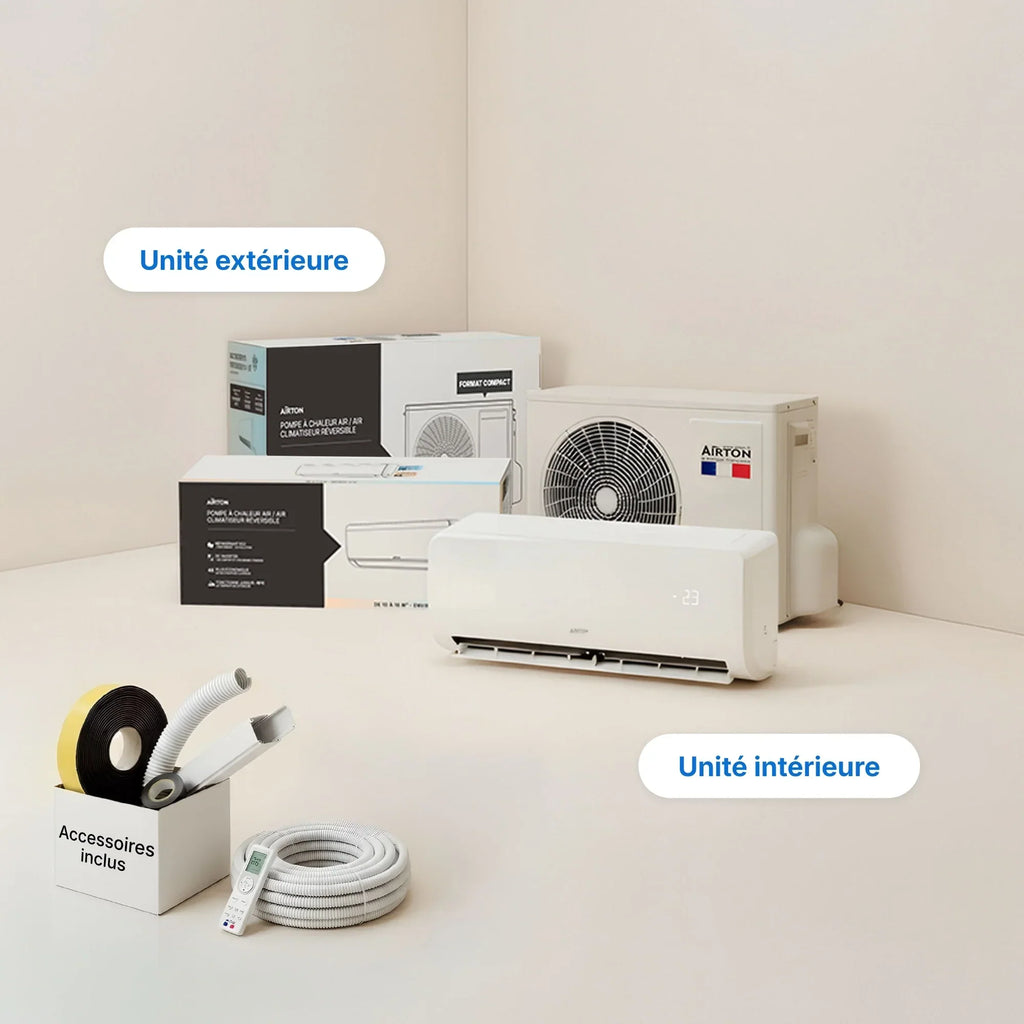 Airton Climatiseur Réversible Quadrisplit Pompe à Chaleur Air Air 4 Unités 100 m² WiFi Blanc 409941