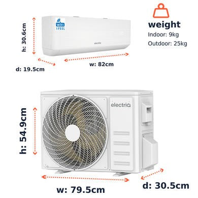 electriQ Climatiseur Split Intelligent 12000 BTU Pompe à Chaleur iQool12Plus