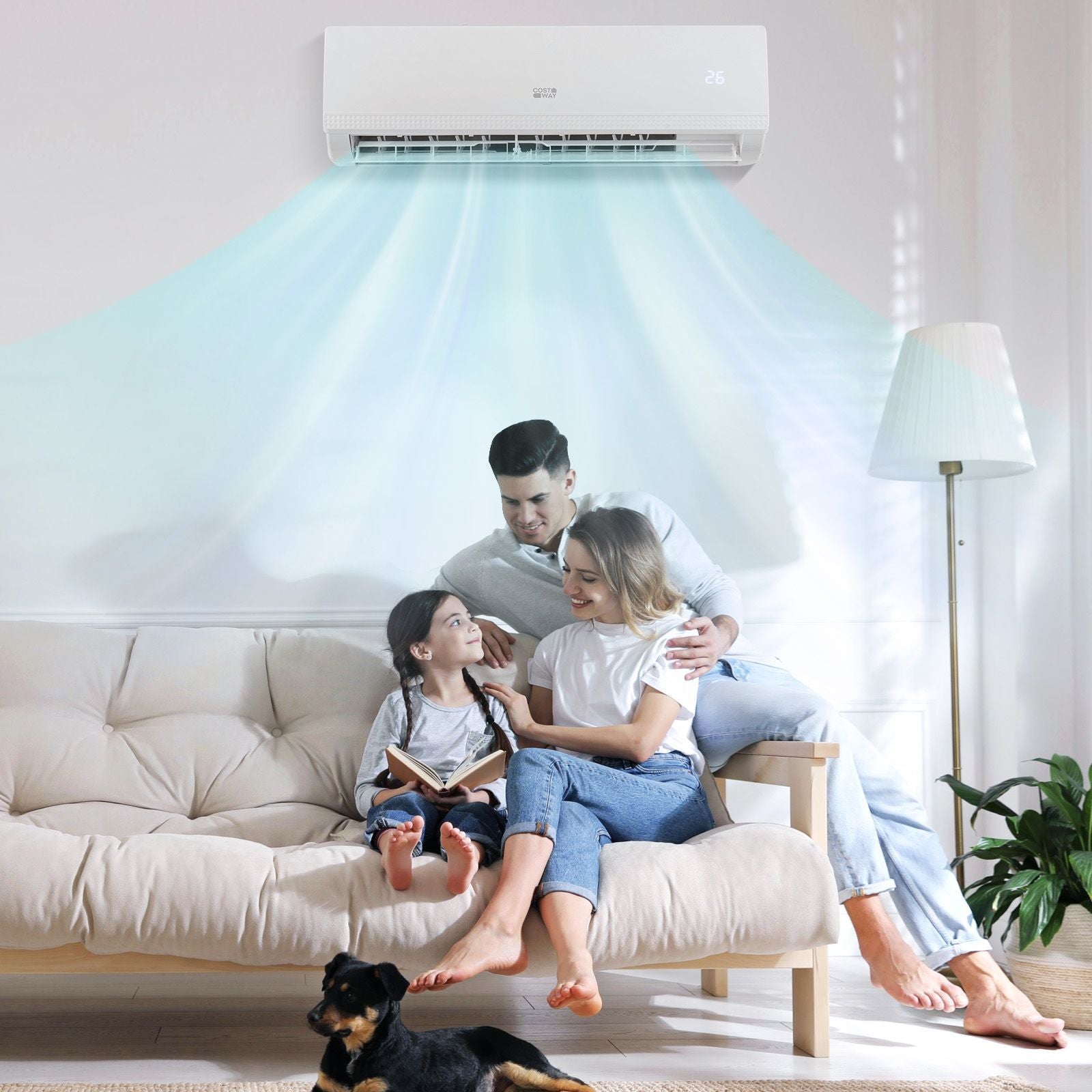 COSTWAY Climatiseur Split Mural 5-en-1 9000 BTU Pompe à Chaleur