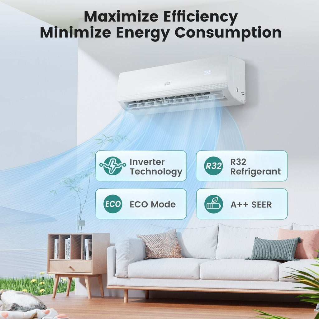 COSTWAY Climatiseur Split Mural 5-en-1 9000 BTU Pompe à Chaleur