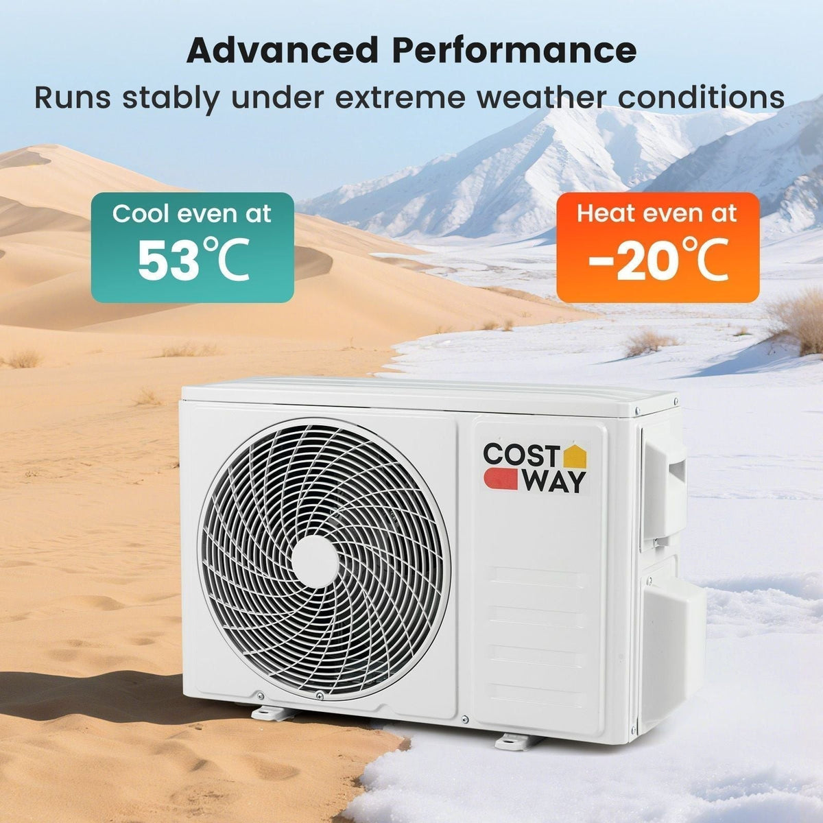 COSTWAY Climatiseur Split Mural 5-en-1 9000 BTU Pompe à Chaleur
