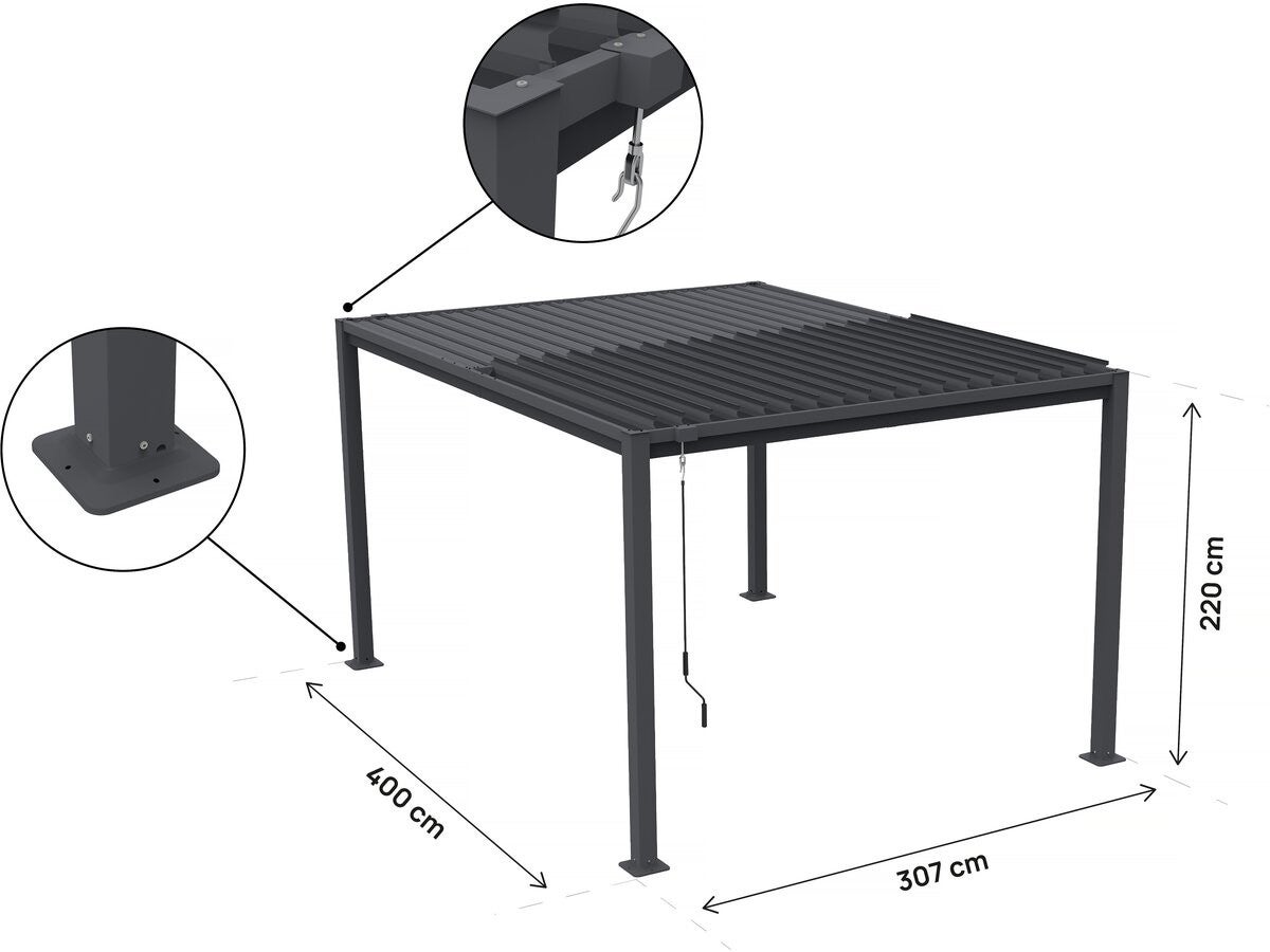 HABITAT ET JARDIN Howard Pergola Bioclimatique Autoportante 3x4m Gris