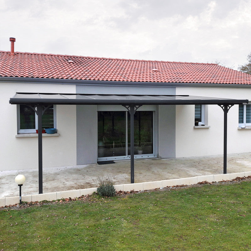 X-Metal Pergola Adossée Ajustable Toit Terrasse Aluminium 3,05x6,18 m Polycarbonate Gris Anthracite