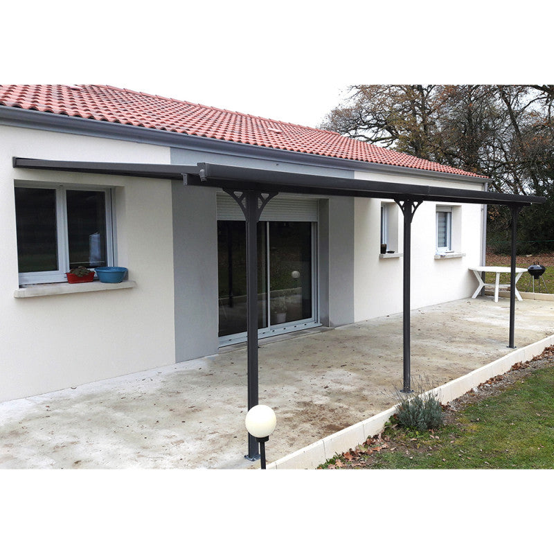 X-Metal Pergola Adossée Ajustable Toit Terrasse Aluminium 3,05x6,18 m Polycarbonate Gris Anthracite