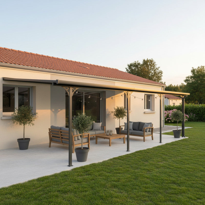 X-Metal Pergola Adossée Ajustable Toit Terrasse Aluminium 3,05x6,18 m Polycarbonate Gris Anthracite