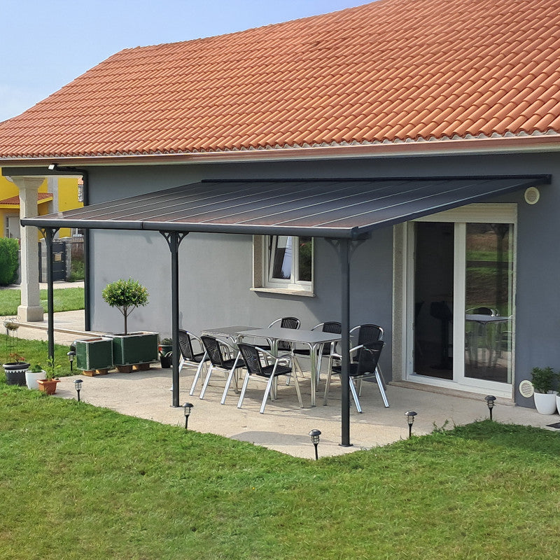 X-Metal Pergola Adossée Ajustable Toit Terrasse Aluminium 3,05x6,18 m Polycarbonate Gris Anthracite