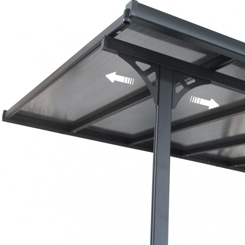 X-Metal Pergola Adossée Ajustable Toit Terrasse Aluminium 3,05x6,18 m Polycarbonate Gris Anthracite