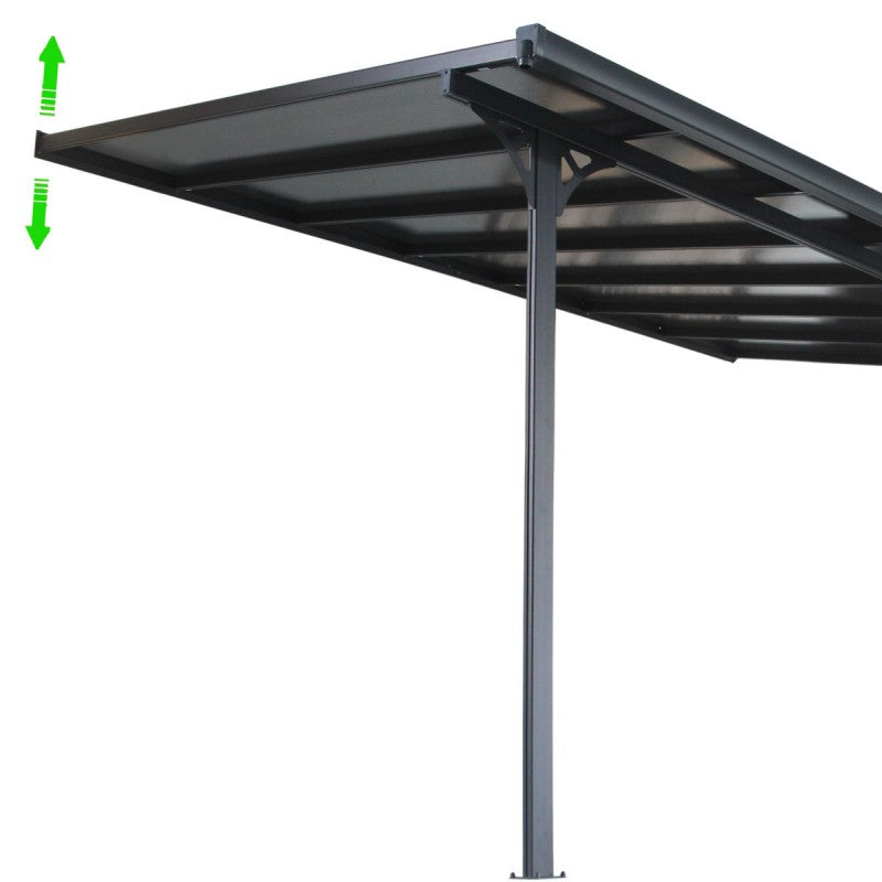 X-Metal Pergola Adossée Ajustable Toit Terrasse Aluminium 3,05x6,18 m Polycarbonate Gris Anthracite