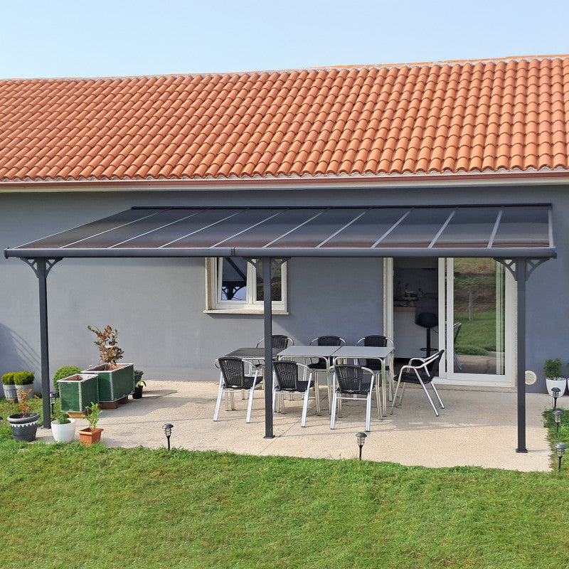 X-Metal Pergola Adossée Ajustable Toit Terrasse Aluminium 3,05x6,18 m Polycarbonate Gris Anthracite