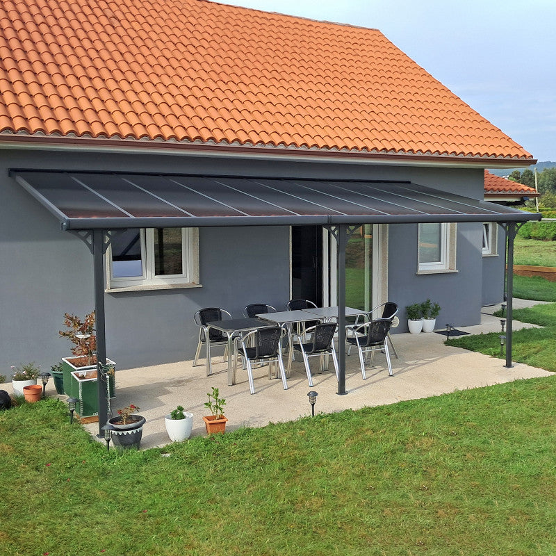 X-Metal Pergola Adossée Ajustable Toit Terrasse Aluminium 3,05x6,18 m Polycarbonate Gris Anthracite