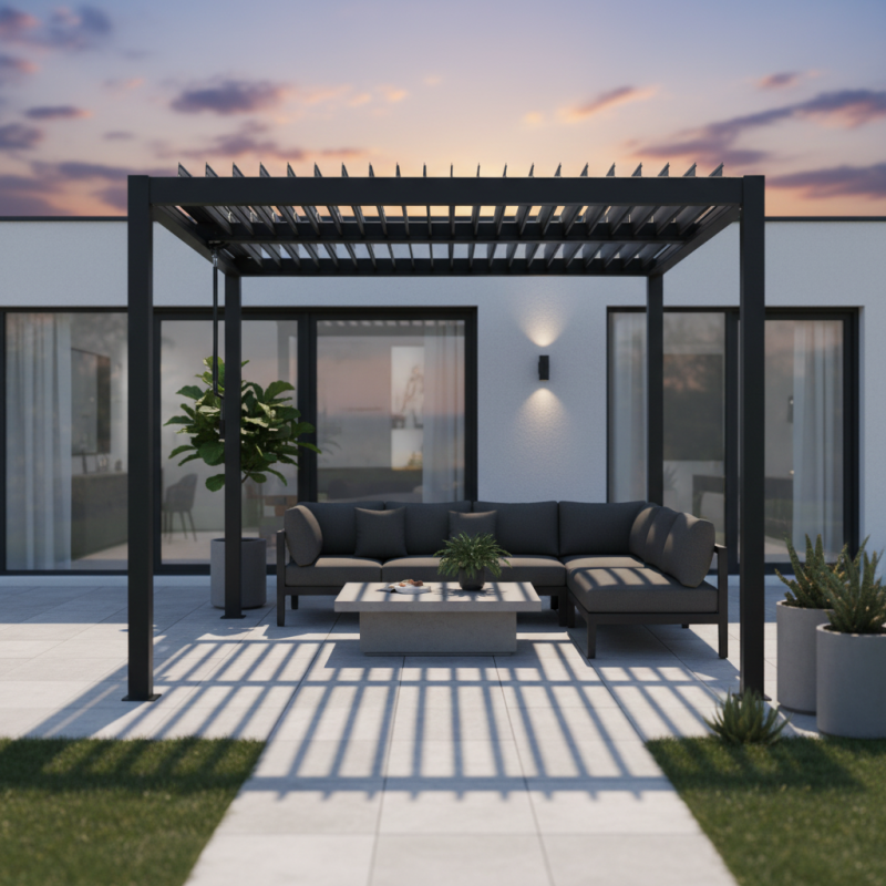 X-Metal Pergola Bioclimatique Autoportante Aluminium Anthracite 3x3 m