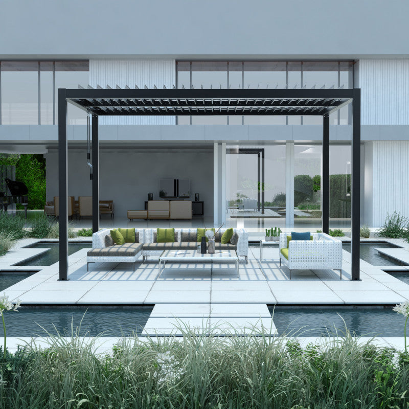 X-Metal Pergola Bioclimatique Autoportante Aluminium Anthracite 3x3 m