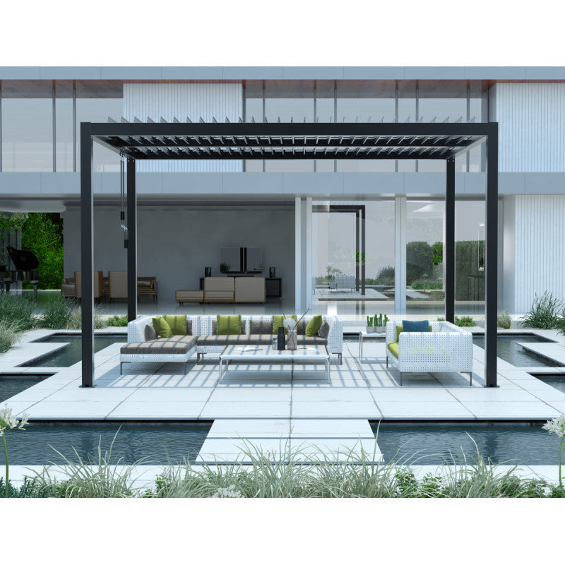 X-Metal Pergola Bioclimatique Autoportante Aluminium Anthracite 3x3 m